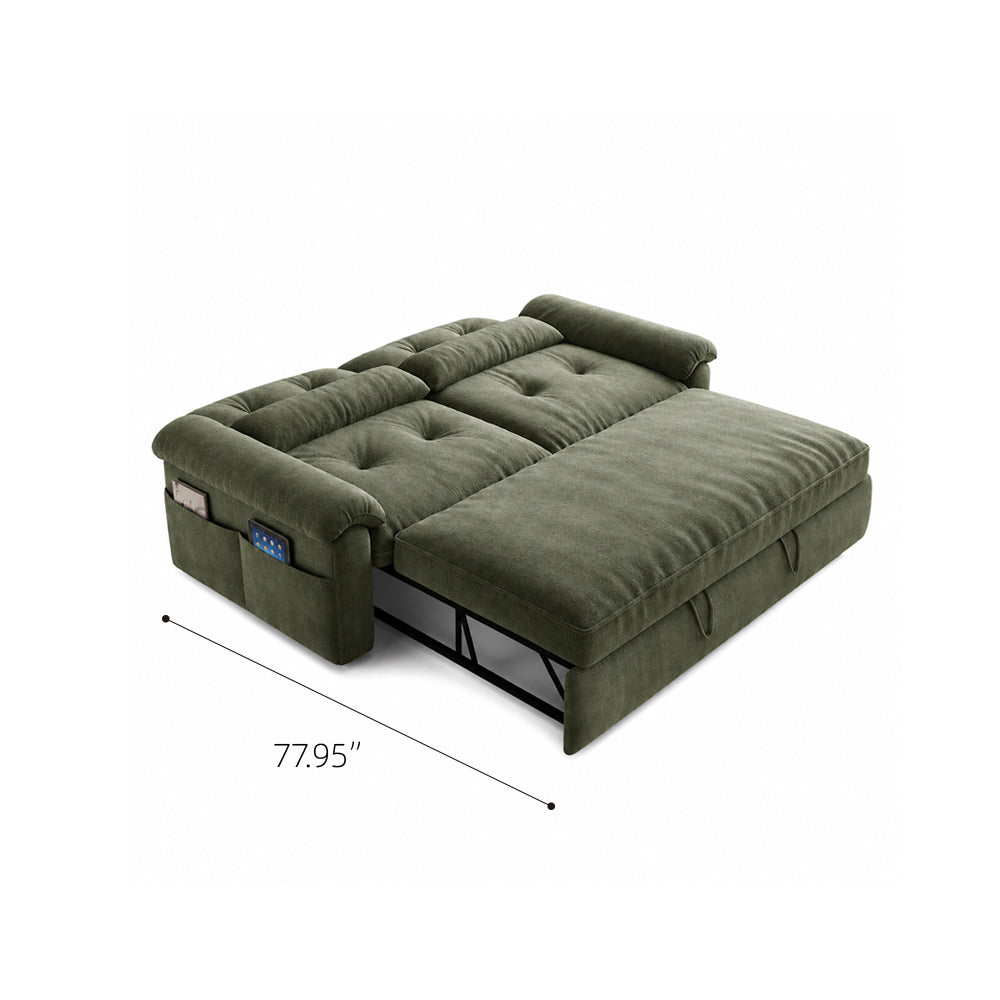 Modern Chenille Sofa Bed Convertible Couch with Storage Pockets