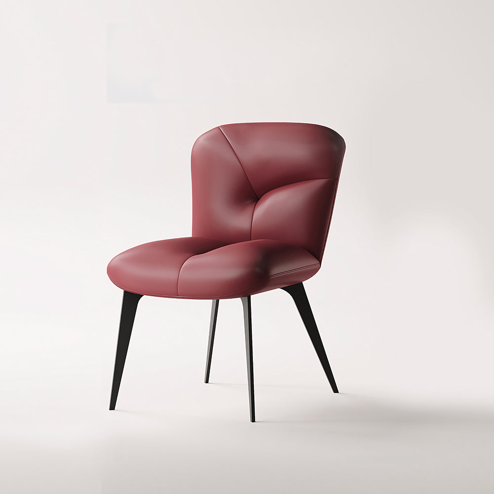 Modern Curved Leather Dining Chair 1-Piece Upholstered Accent Chair