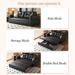 Load image into Gallery viewer, Modern Black Leather Sofa Bed with Pull-Out Sleeper Convertible 2-in-1 Couch

