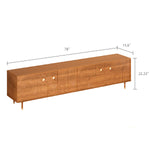Load image into Gallery viewer, 78" Retro TV Stand Carved Geometric Pattern Solid Wood Cabinet Brass-Tipped Legs
