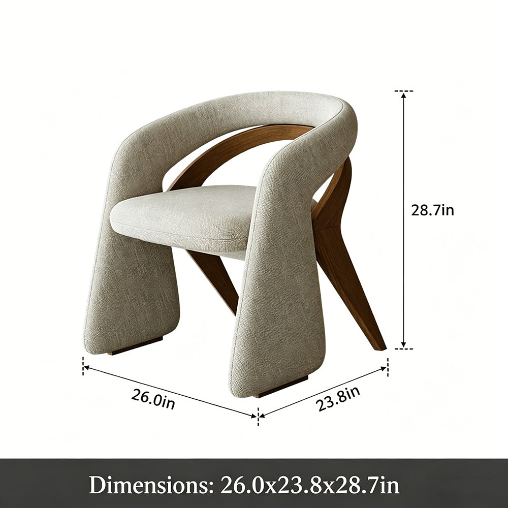 Modern Sculptural Accent Chair Upholstered Fabric with Solid Wood Frame Curved Artistic Design 1 Piece