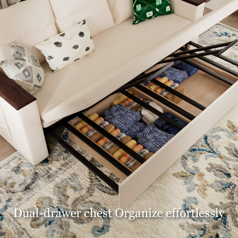 83'' 3-Seater Pull-Out Sleeper Sofa with Storage & USB Port