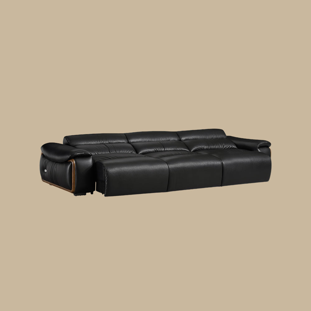 123.2'' Modern Power Reclining Leather Sofa Remote Control Adjustable Deep Seat Lounge Couch