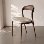 Load image into Gallery viewer, Modern Minimalist Dining Chair Faux Leather Seat Solid Wood Frame Black and Beige Accent Chair 1 Piece
