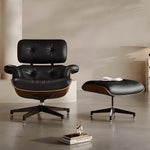 Load image into Gallery viewer, Mid Century Modern Lounge Chair Faux Leather Upholstery Walnut Wood Veneer Recliner Armchair
