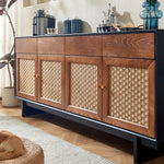 Load image into Gallery viewer, 63" Bohemian Style Rattan Door Credenza Sideboard With Storage
