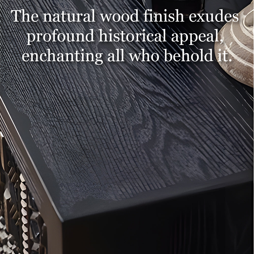 61.4'' Black Textured Sideboard Cabinet with Decorative Carved Doors