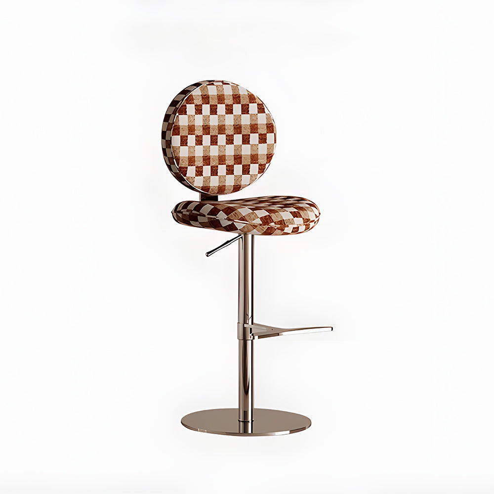 Modern Adjustable Swivel Bar Stool Green Polka Dot Upholstered Counter Chair 1 Piece