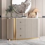 Load image into Gallery viewer, 58.5'' Modern Luxe Sideboard with 3 Drawers Khaki &amp; Gold Elegance

