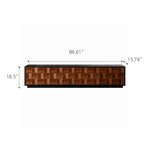 Load image into Gallery viewer, 86.6'' Geometric 3D Pattern Walnut TV Stand Cabinet With Drawers
