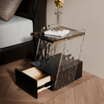 Load image into Gallery viewer, Modern Sculptural Nightstand Bedside Table with Scratch Resistant Leather &amp; Smart Sensor Lighting

