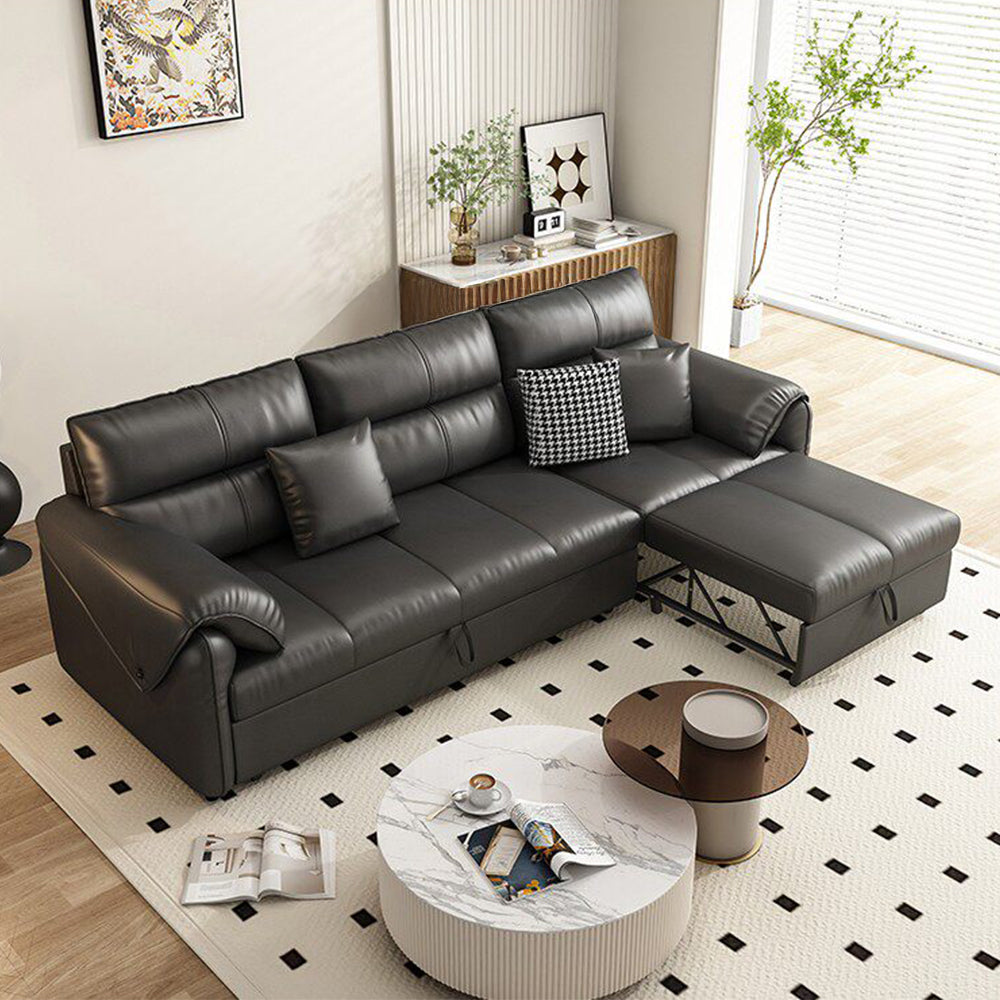 Modern Faux Leather Sofa Bed Convertible Sleeper with Pull Out Design Pet Friendly