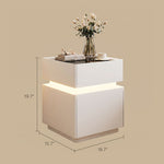 Load image into Gallery viewer, Modern LED Nightstand with Glass Top 2 Drawers Smart Bedside Table High Gloss White Design
