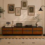 Load image into Gallery viewer, 86.6'' Modern Walnut Low Profile TV Stand with Drawers Mid Century Media Console
