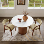 Load image into Gallery viewer, Modern Wood Dining Chair with Cream Upholstered Seat and Curved Arms 1 Piece
