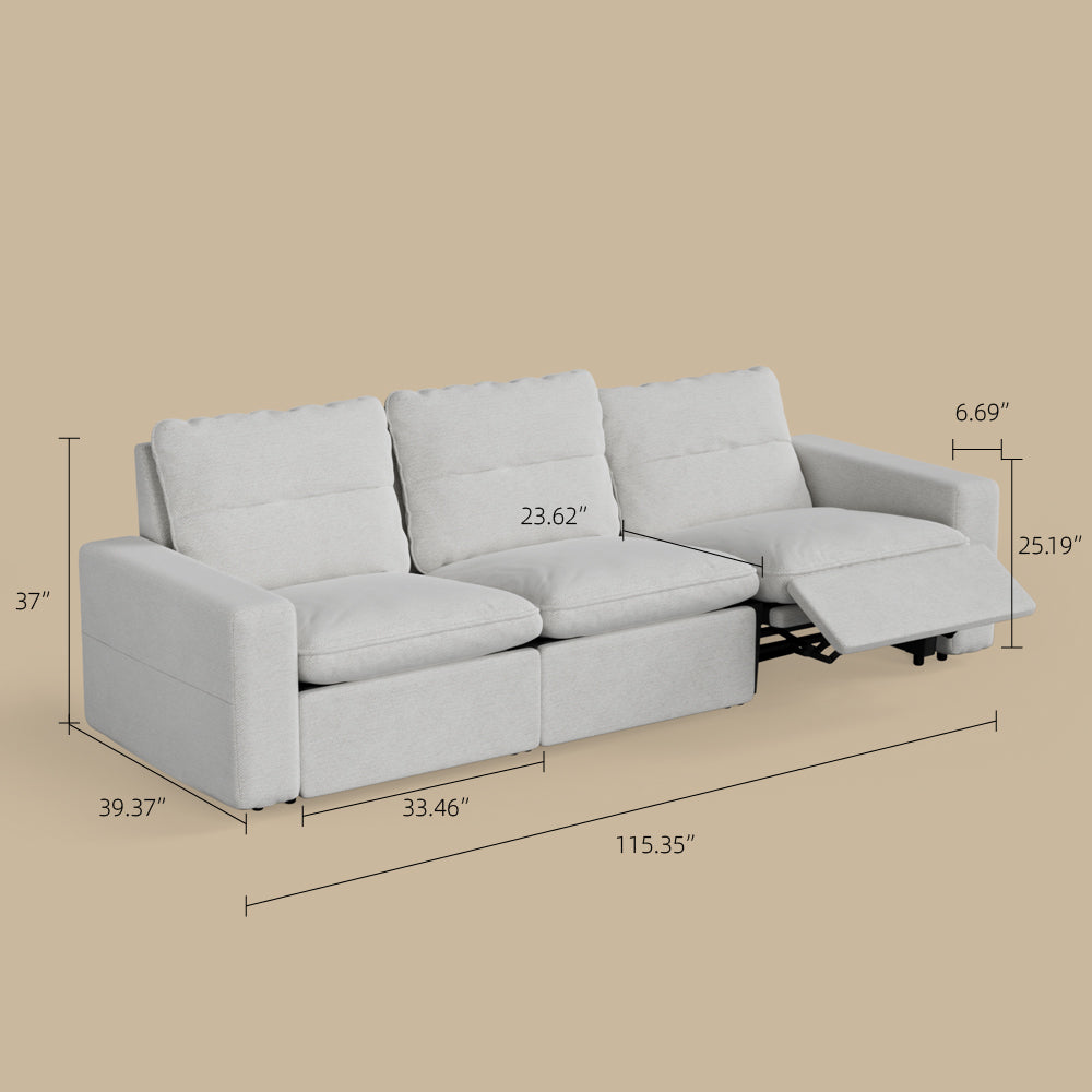 115.35'' CloudLuxe Power Reclining 3-Seat Sofa Linen Fabric Cloud Comfort