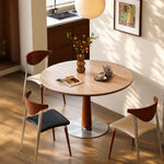 Load image into Gallery viewer, 31.49" Modern Round Meeting Table Walnut Wood Veneer Pedestal Base Compact Dining &amp; Conversation Table
