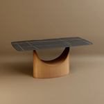 Load image into Gallery viewer, Modern Luxe Dining Set: Matte-Black Sintered Stone Dining Table &amp; Gray-Gold Sideboard Ensemble
