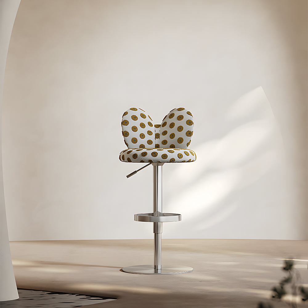 Modern Upholstered Adjustable Bar Stool with Petal Back 1 Piece