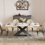 Load image into Gallery viewer, Modern Luxe Dining Suite Elegant White Extendable Table &amp; Gray-Gold Sideboard Set
