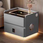 Load image into Gallery viewer, Smart Leather Nightstand with LED Ambience Light Wireless Charging Bluetooth Speaker and Digital Password Lock
