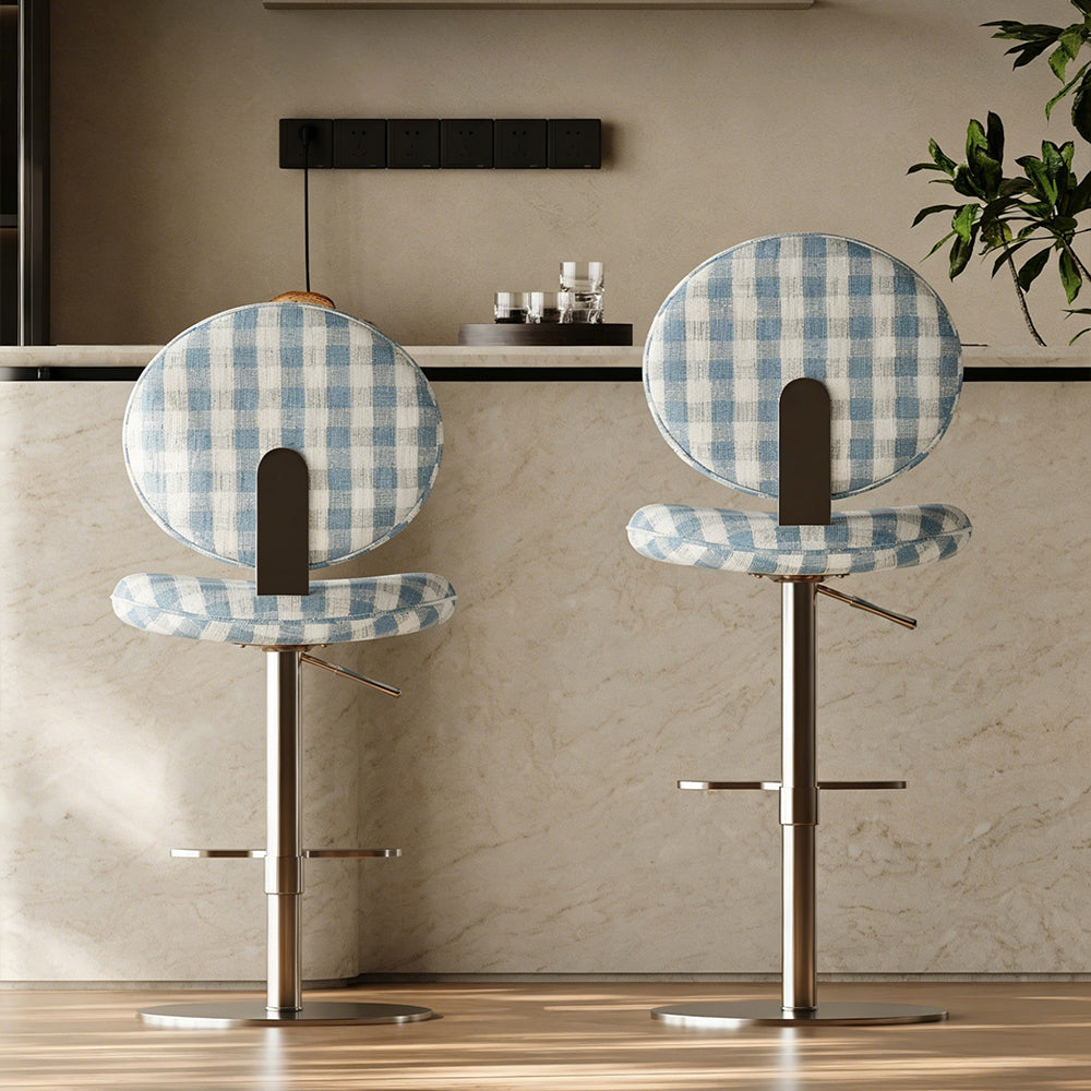 Modern Adjustable Swivel Bar Stool Green Polka Dot Upholstered Counter Chair 1 Piece
