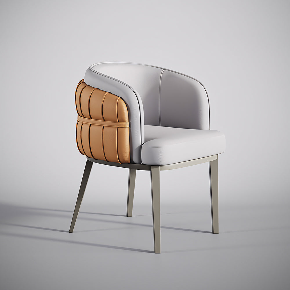 Set of 2 Modern Upholstered Dining Chair with Curved Backrest Cream Accent Chair Minimalist Dining Chair