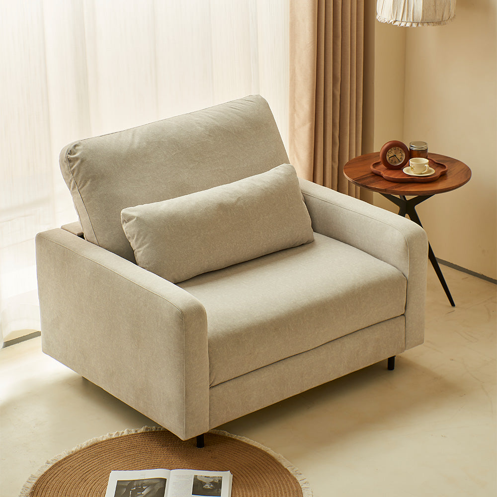 41.3'' Modern Single Sofa Bed with Mattress Fabric Pull Out Sleeper Chair Convertible Armchair with Metal Frame