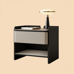 Load image into Gallery viewer, Modern Nightstand with Saddle Leather Finish Silent Drawer Rails
