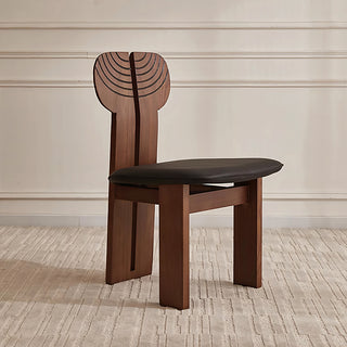 Modern Artistic Dining Chair Set of 2 Solid Wood Frame Upholstered Seat Carved Back Accent Chair