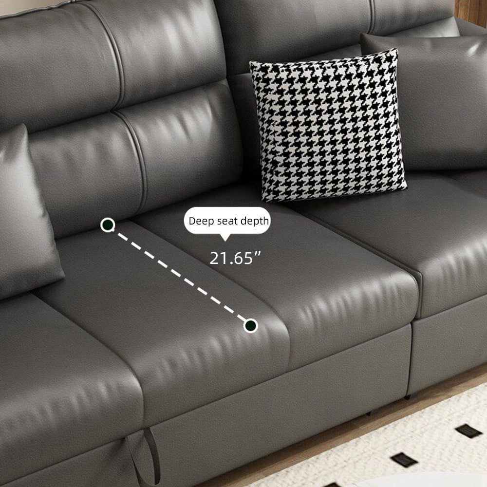 Modern Faux Leather Sofa Bed Convertible Sleeper with Pull Out Design Pet Friendly