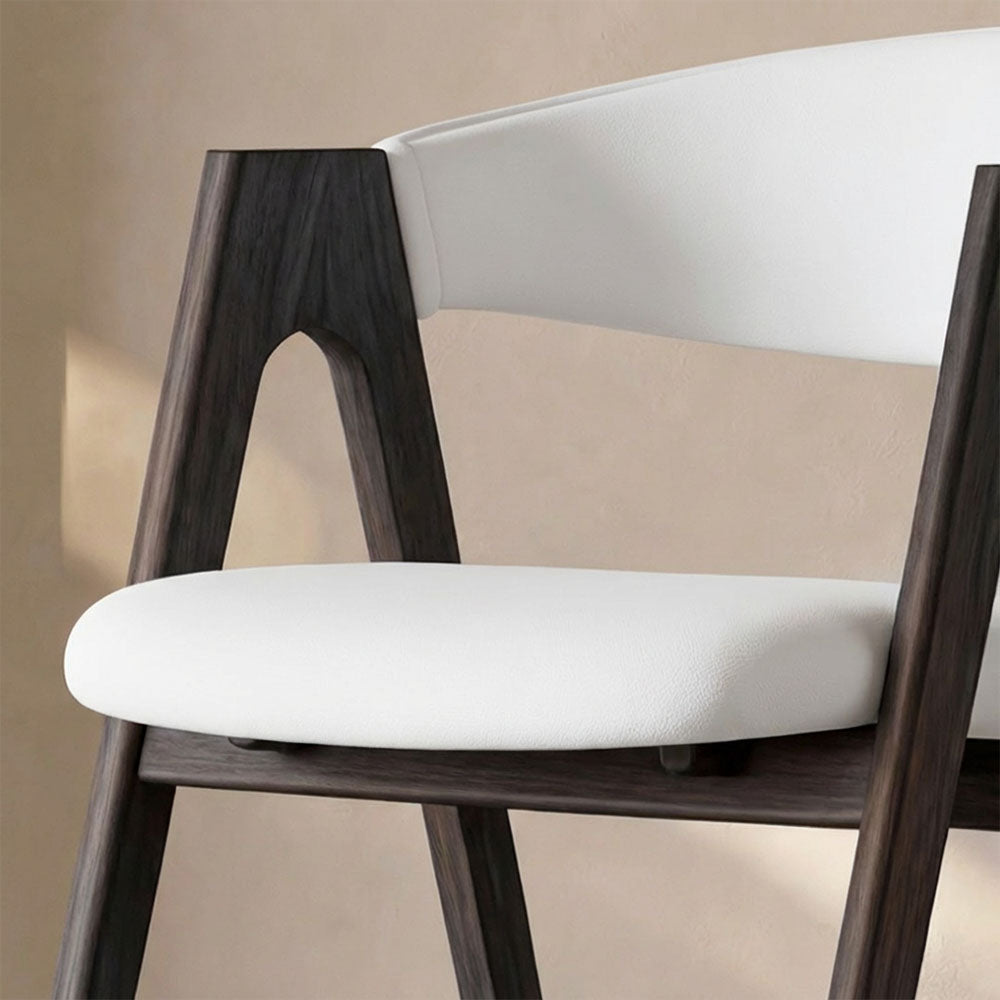 Modern Nordic Dining Chair Set of 2 PU Leather & Solid Wood Frame