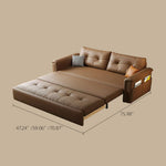 Load image into Gallery viewer, Modern Brown Faux Leather Sofa Bed with Storage Convertible Sleeper Couch
