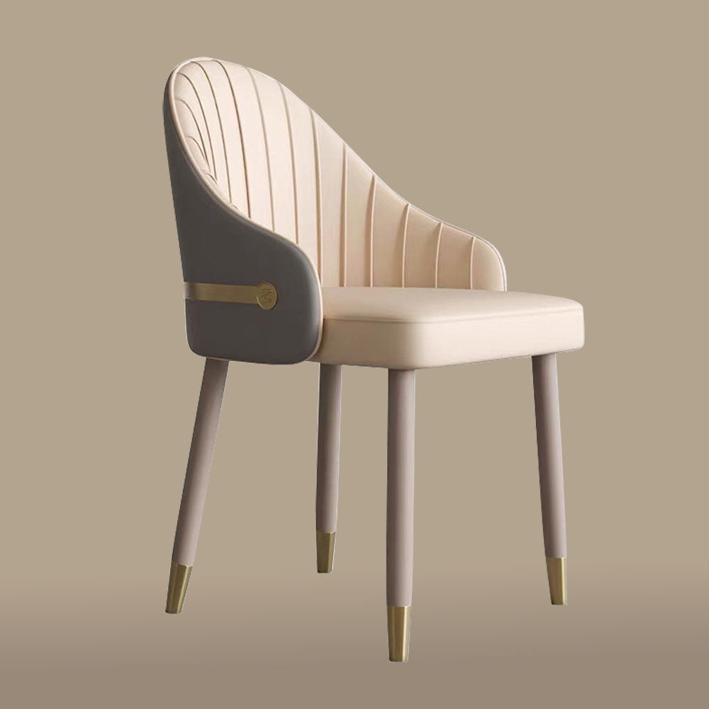 Set of 2 Modern Luxury Dining Chairs with Curved Backrest and Dual-Tone Upholstery