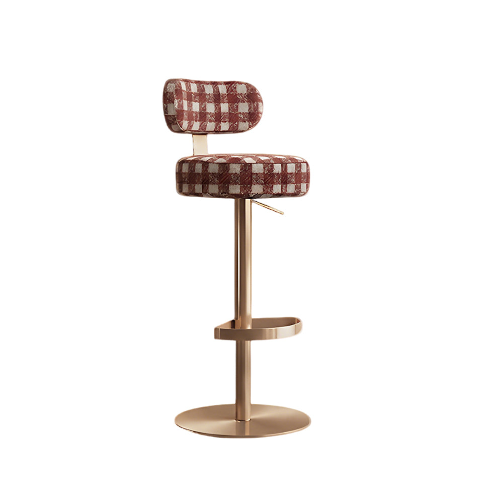 1 Piece Modern Upholstered Adjustable Bar Stool with Gold Metal Base
