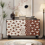 Load image into Gallery viewer, 59'' Vintage Hand-Painted Sideboard Artistic Retro Buffet Cabinet with Bold Geometric Patterns

