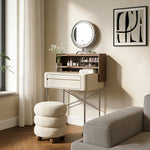 Load image into Gallery viewer, Luxury White Makeup Vanity Modern Compact Table with LED Mirror
