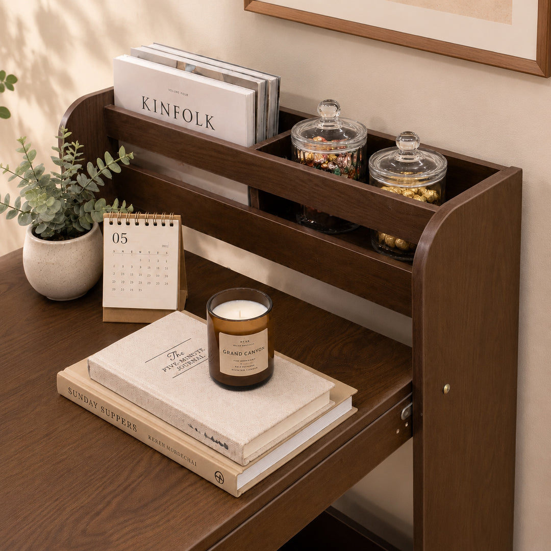 62" Wall-Side Murphy Foldable Dining Table with Integrated Shelf Storage