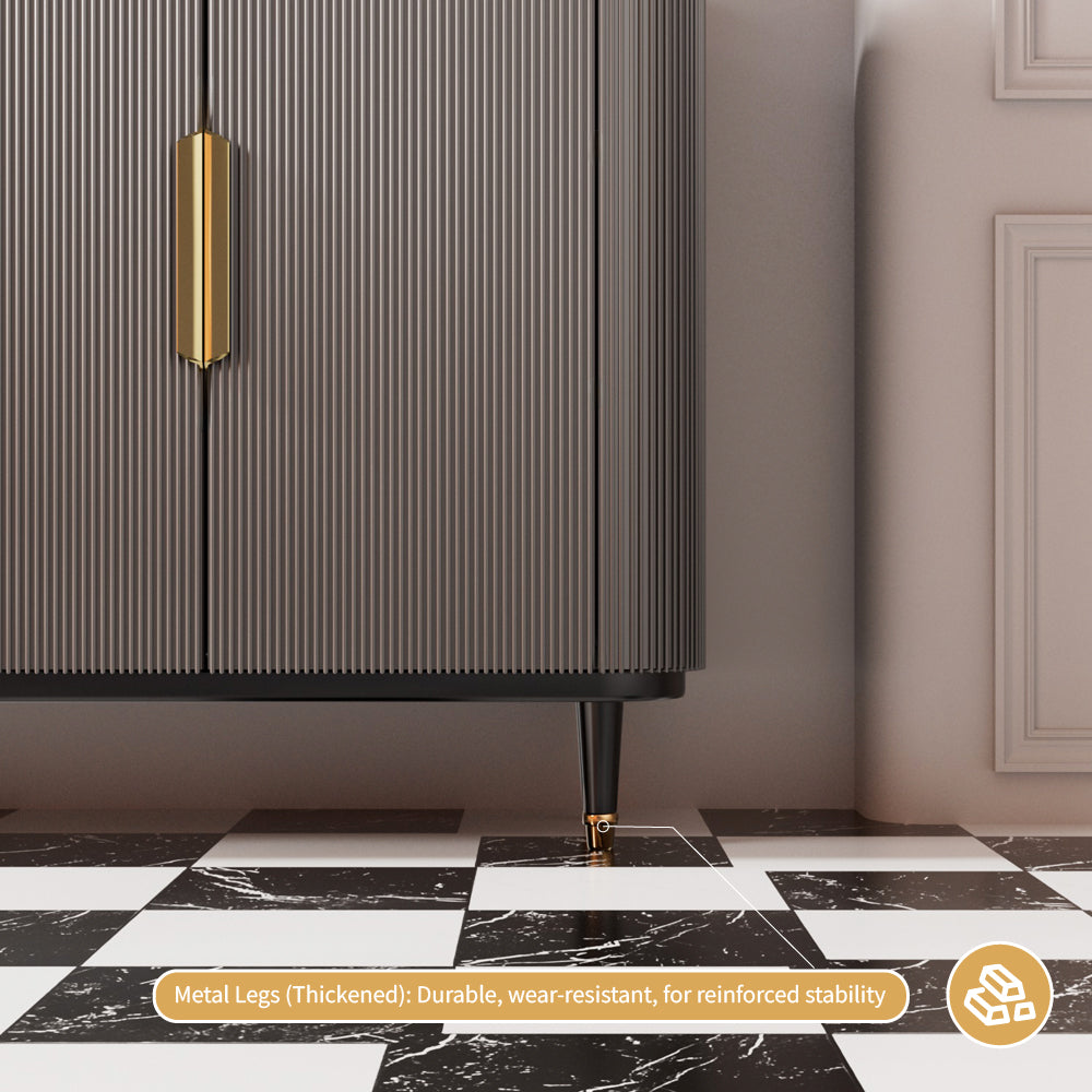 59'' Modern Luxury Elegant Gray and Gold Sideboard with Shelves
