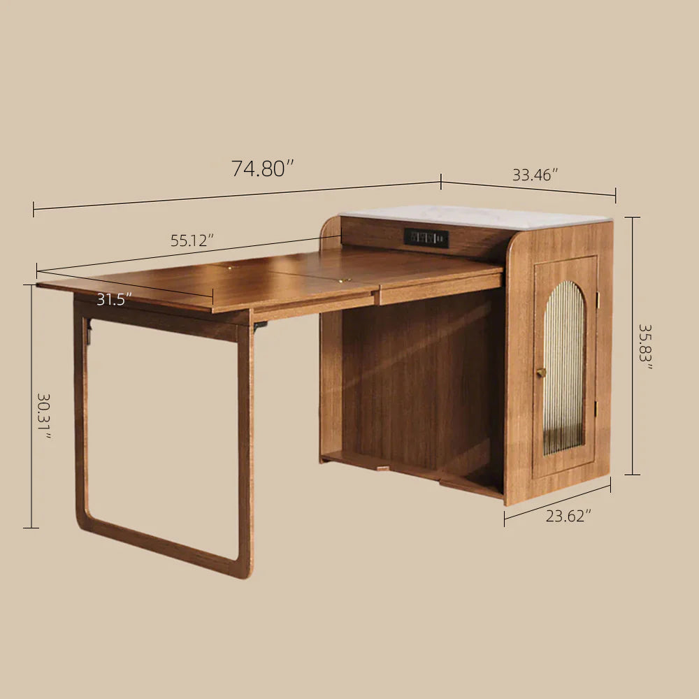 73" Freestanding Murphy Dining Table with Sintered Stone Cabinet Top