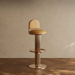 Load image into Gallery viewer, Modern Luxury Gold Swivel Bar Stool with Upholstered Seat and Fluted Pedestal Base 1 Piece
