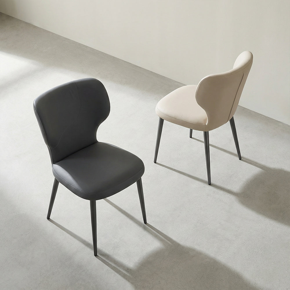 Modern Upholstered Dining Chair Minimalist Curved Back Soft Seat Accent Chair with Metal Legs