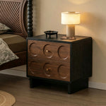 Load image into Gallery viewer, Mid Century Modern Walnut Nightstand with Geometric Drawer Design
