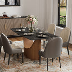 Load image into Gallery viewer, Modern Luxe Dining Set: Matte-Black Sintered Stone Dining Table &amp; Gray-Gold Sideboard Ensemble
