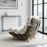 Load image into Gallery viewer, Modern Sculptural Lounge Chair with Plush Cushion and Solid Wood Legs
