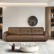 Modern Power Reclining Leather Sofa Individual Seat Control Remote Adjustable Straight Lounge Couch