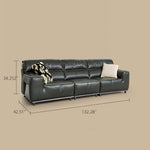 Load image into Gallery viewer, 132.28" Modern Minimalist Genuine Leather Sofa Deep Green Upholstered Couch Wide Seat Living Room Sofa with Clean Lines
