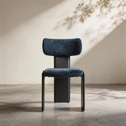 Modern Blue Upholstered Dining Chair with Black Metal Frame 1 Piece