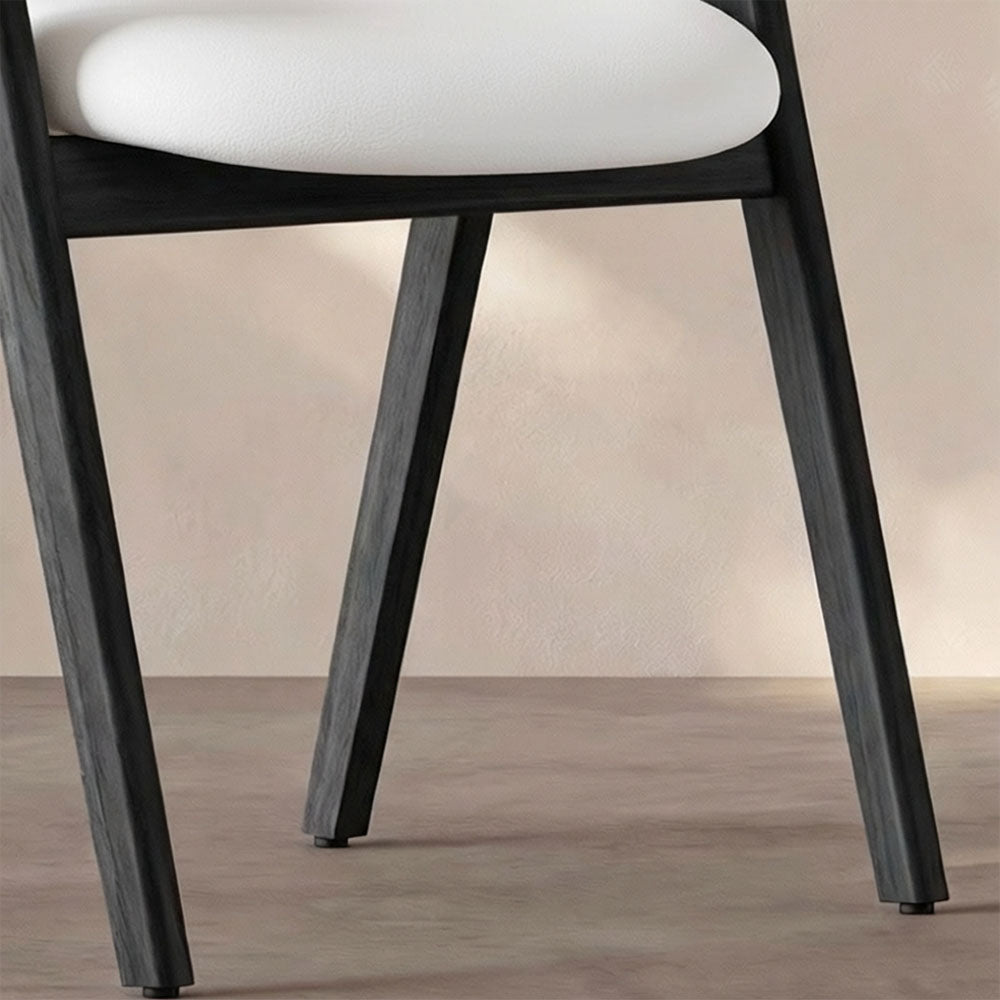 Modern Nordic Dining Chair Set of 2 PU Leather & Solid Wood Frame