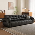 Load image into Gallery viewer, Pet Friendly Black Faux Leather Convertible Sofa Bed with Tufted Cushions
